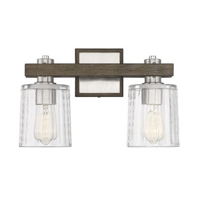 Savoy House Halifax 2 - Light Vanity in  Satin Nickel/Gray Wood