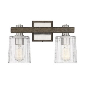 Savoy House Halifax 2 - Light Vanity in  Satin Nickel/Gray Wood - 1 of 4