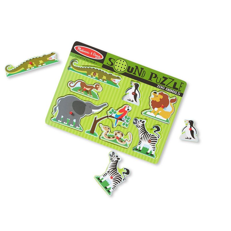 Melissa And Doug Zoo Animals Wooden Peg Sound Puzzle 8pc, 1 of 11