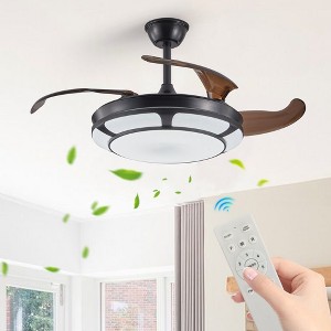 Mayeerty 18" Retractable Ceiling Fan with Light, Modern LED Chandelier Fan with Remote Control - 1 of 4