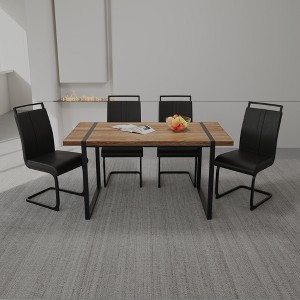 5-Piece Dining Set with Rectangle Kitchen Table and 4 PU Armless Chairs - 1 of 4