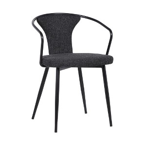 Armen Living,Francis Contemporary Dining Chair in Black Powder Coated Finish and Black Fabric - 1 of 4