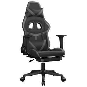 vidaXL Massage Gaming Chair with Footrest, Black&Gray, Faux Leather - 1 of 4