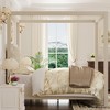 Full Canopy Bed Frame Upholstered Button Tufted Headboard Four Poster Design Slide Rail No Box Spring Wooden Slatted Structure Beige - 4 of 4