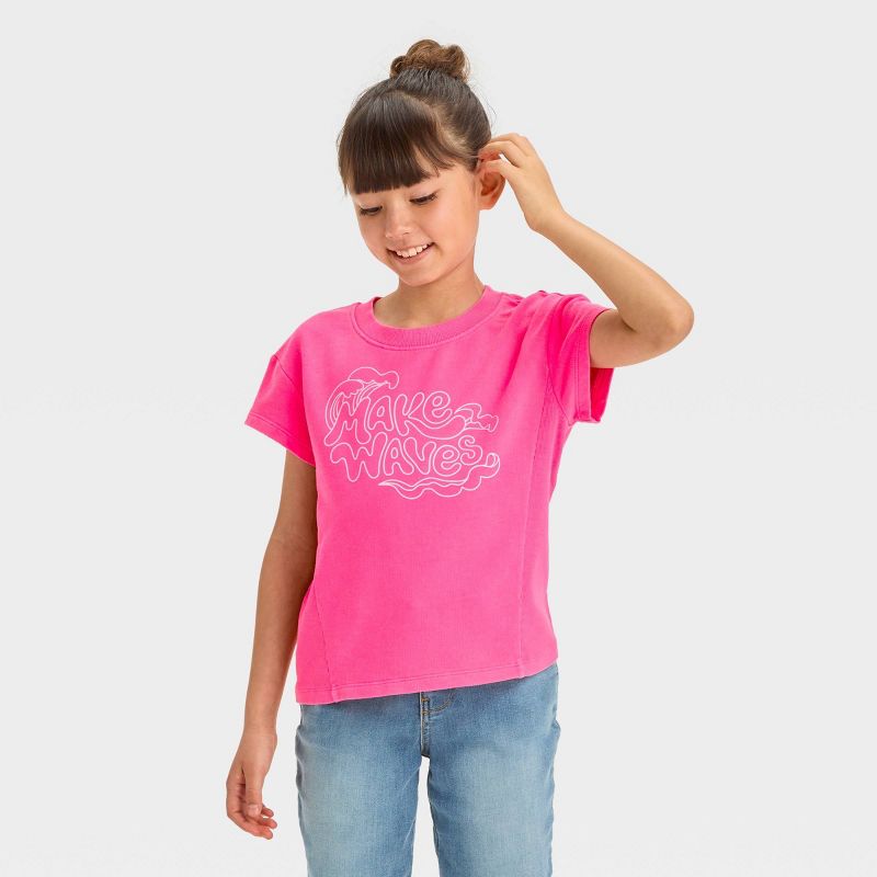 Girls&#39; Short Sleeve Icons French Terry Washed Top - Cat &#38; Jack&#8482;, 1 of 5