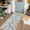 2x6 Runner Rug Machine Washable Rugs Non Slip Non Shedding Rug Vintage 
 Distressed Rug Foldable Low Pile Indoor/Outdoor Carpet, Blue - 2 of 4