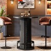 Lantine 39.4" H Round Bar Table, Wood Bistro Pub Table with Metal Ring Footrest for Dining Cocktail Living Room, Small Space,(Only Table) - 2 of 4