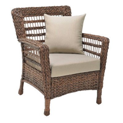 Modern Concept Faux Sea Grass Resin Rattan Patio Chair - W Unlimited