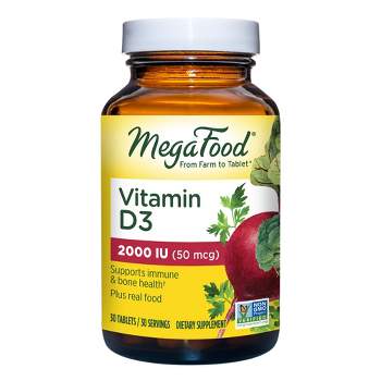 MegaFood Vitamin D3 2000 IU for Bone Health & Immune Support Vegetarian Tablet - 30ct