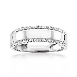 Ross-Simons 0.15 ct. t.w. Diamond-Edged Ring in Sterling Silver Size 7 - 1 of 4