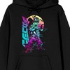Godzilla Neon Kanji Character Art Adult Black Long Sleeve Hooded Sweatshirt - 2 of 4
