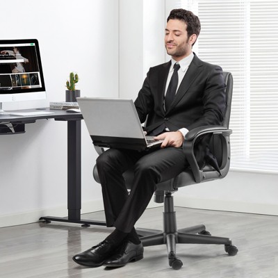 Xiyuyeu Adjustable Office Chair Pu Leather Ergonomic Computer Chair ...