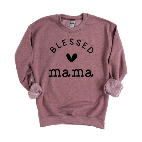 Simply Sage Market Women s Graphic Sweatshirt Blessed Mama Heart S Heather Maroon