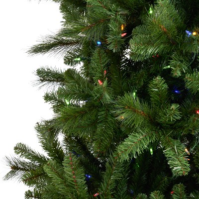 12-Foot Green Spruce Pre-Lit Christmas Tree with Multi-Color LED Lights