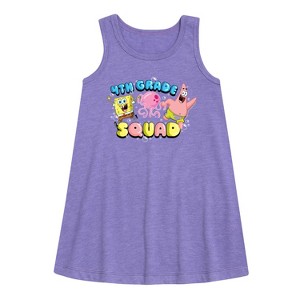 Girls' - SpongeBob SquarePants - 4th Grade Squad Graphic Sleeveless Aline Dress - 1 of 4