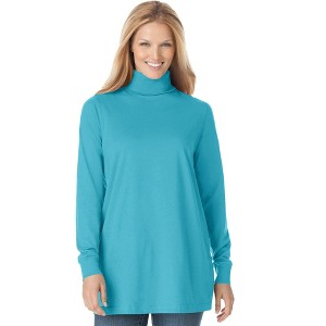 Woman Within Plus Size Perfect Long-Sleeve Turtleneck Tee - 1 of 4