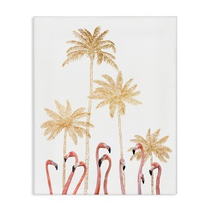 Stupell Industries Flamingoes Golden Palm Trees Canvas Art, 16" x 20" - 1 of 4