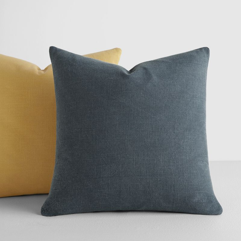 2-Pack Cotton Slub Solid Throw Pillows and Pillow Inserts Set - Mustard & Navy  - Becky Cameron, Mustard / Navy, 20 x 20, 6 of 13
