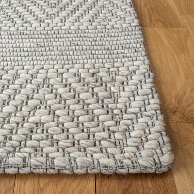 Beige and Light Grey Geometric Wool Synthetic Area Rug 3' x 5'