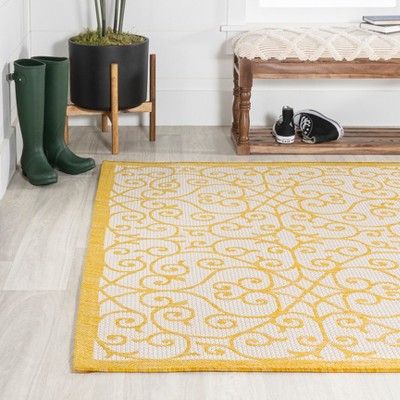 Madrid Cream and Yellow Filigree 5' x 7' Synthetic Rug