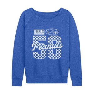 Women's - Peanuts - Patty Jersey Soccer Lightweight French Terry Wide Neck Long Sleeve Graphic Shirt - 1 of 4
