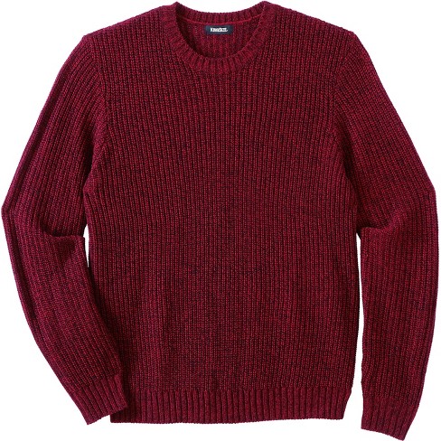 KingSize Men's Big & Tall Shaker Knit Crewneck Sweater - Tall - 7XL, Rich  Burgundy Marl Red