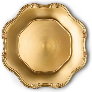 Chateau Fine Tableware Baroque Gold Charger Plates, 13” Elegant Chargers, Set Of 6, Hand Finished (Finish May Vary) Baroque Gold Chargers - 1 of 3