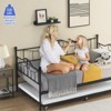 Twin Daybed with Trundle Bed, Black Daybed with Backrest, Bed Frame with Pull-Out Trundle, Heavy Duty Steel Slats Supports, for Guest Room - 4 of 4