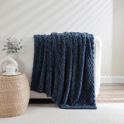 Kate Aurora Leylani Ultra Soft & Plush Luxurious Accent Throw Blanket - 50 in. W x 60 in. L - Navy