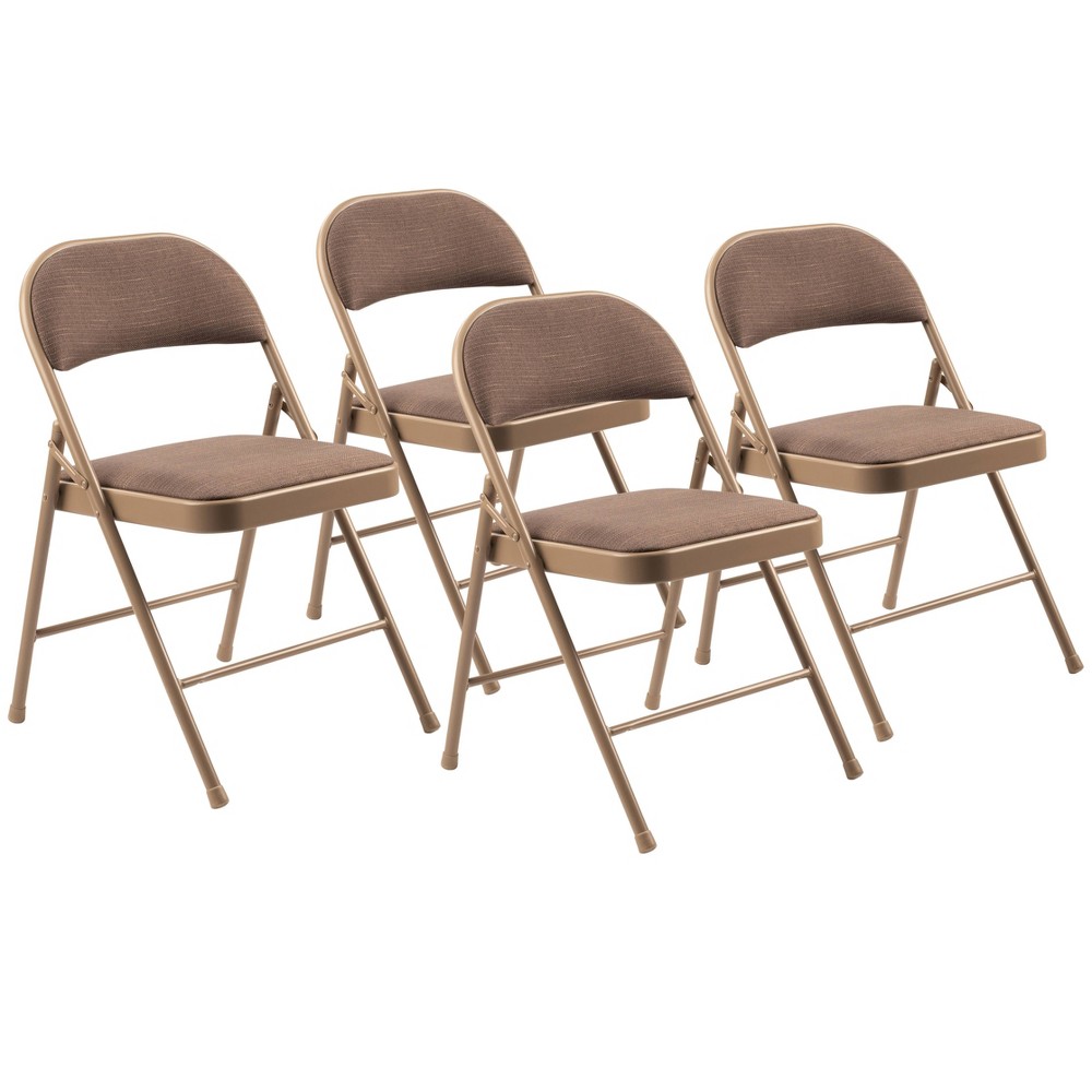 Photos - Computer Chair Set of 4 Fabric Padded Folding Chairs Brown - Hampden Furnishings
