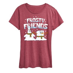 Women's - SpongeBob SquarePants - Frosty Friends Short Sleeve Graphic T-Shirt - 1 of 4