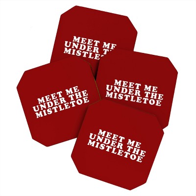 Leah Flores Mistletoe Kiss Set of 4 Coasters - Deny Designs