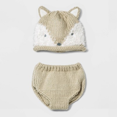 Baby Fox Hat and Diaper Cover Set - Cloud Island™ White