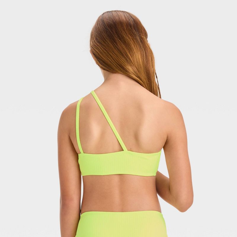 Girls' 'Stay a While' Ribbed Bikini Swim Top - art class™ Lime Green, 2 of 3