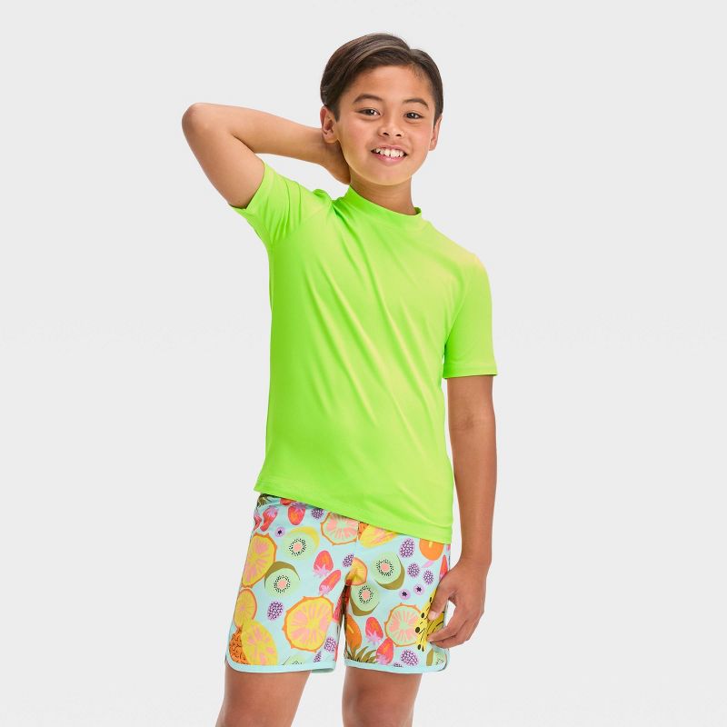 Boys&#39; Solid Rash Guard Top - Cat &#38; Jack&#8482; Lime Green, 1 of 5
