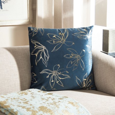 Yari Royal Blue and Tan Square Decorative Pillow