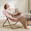 Round Portable Foldable Faux Fur Comfy Saucer Chair,Adult Size Bedroom Living Room Comfy Furry Padded Soft Lounge Lazy Moon Chair-Cuddlewood - 3 of 4