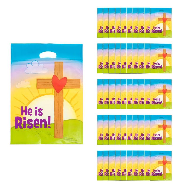 Fun Express 12 1/2" x 17" Bulk 50 Pc. Large Plastic Religious Easter Goody Bags