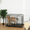 PawHut Folding Design Heavy Duty Metal Dog Cage Crate & Kennel with Removable Tray and Cover, & 4 Locking Wheels, Indoor/Outdoor - 2 of 4