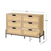 6 Drawers Dresser for Bedroom, Natural Rattan Drawer with Spacious Storage, Wood Chest of Drawers with Metal Legs - 2 of 4