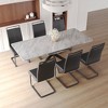 NicBex 62.4"-78.15" Dining Table Set for 6 Modern Extendable Dining Table with Metal Base with 6 Upholstered Chairs - 4 of 4