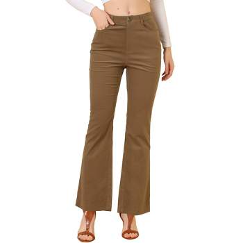 Hfyihgf Women Elegant Corduroy Flare Pants Elastic High Waist Vintage Bell  Bottom Trousers with Pockets(Brown,M) 