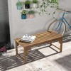 Resenkos Garden Bench, Patio Bench,Slatted Wooden Garden Bench, Curved Seat Front Porch Bench, Teak - 4 of 4