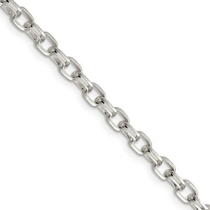 Black Bow Jewelry 4.4mm, Sterling Silver Oval Solid Rolo Chain Necklace - 1 of 4