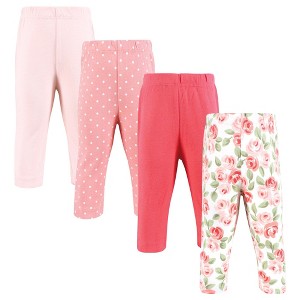 Hudson Baby Girls Cotton Pants and Leggings, Coral Floral - 1 of 4
