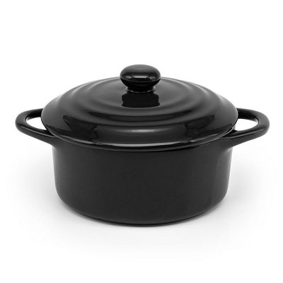 Black Ceramic Mini Casserole Dishes with Lids, Set of 4