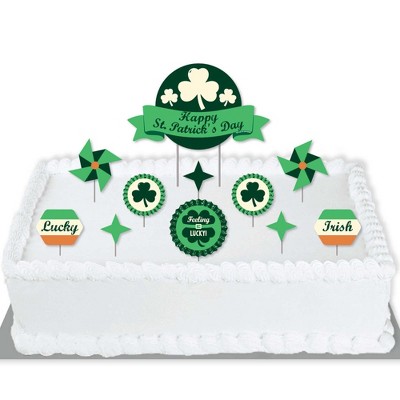 Big Dot of Happiness St. Patrick's Day - Saint Patty's Day Party Cake Decorating Kit - Happy St. Patrick's Day Cake Topper Set - 11 Pieces