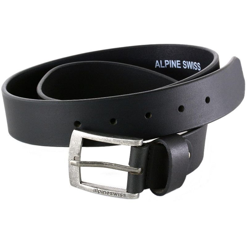 Alpine Swiss Mens Belt Genuine Leather Slim 1 1/4” Casual Jean Belt Dakota Signature Buckle, 2 of 6