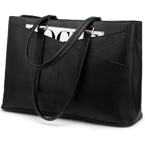 Laptop Tote Bag for Women 15.6 Inch Waterproof Leather Computer Bags Business Office Work Briefcase - 1 of 4