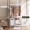 Portable Clothes Rack, Clothes Rack With Bottom Mesh Storage Shelves, Oxford Cloth Storage Bag Multi-functional Clothing Rack For Bedroom - 4 of 4